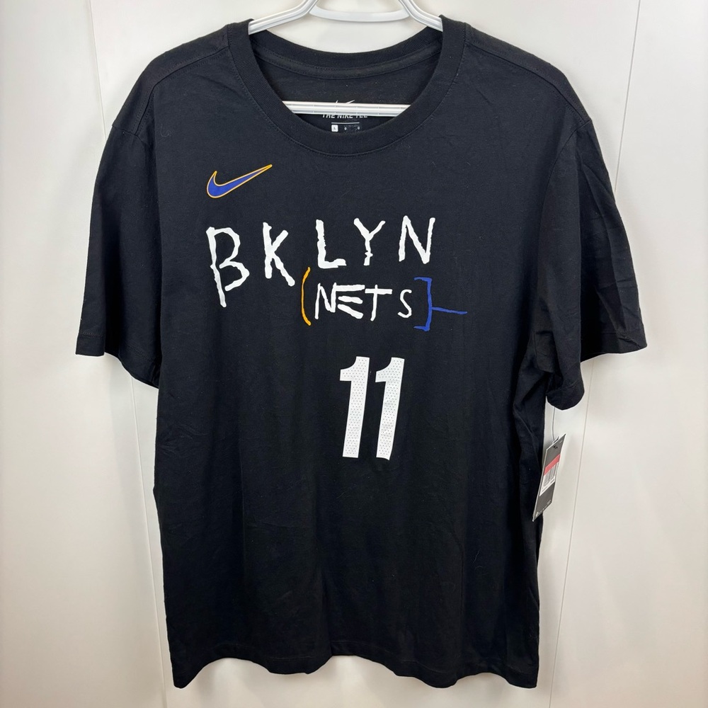 NWT Nike Kyrie Irving #11 Brooklyn Nets T-Shirt Black Tee Standard Fit Men's L